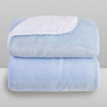 Imagem de Cobertor Infantil Sherpam 90X110cm Laço Bebê Branco/Azul/Rosa, Azul