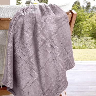 Imagem de Manta Flannel Gales Efeito Jacquard Solteiro 160x240cm 100% Poliéster Microfibra 240g-m2 Rose Buettner