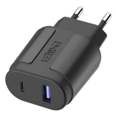 Imagem de Fonte de Parede MDM para Iphone Samsung Xiaomi Carregamento Rápido Rapid Power 20W Preto Kit com Cabos