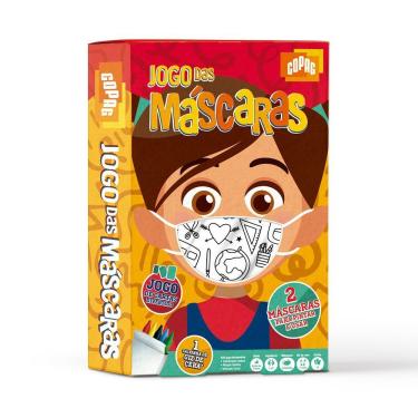 Imagem de Jogo de Cartas Infantil Jogo das Mascaras com 10 Cartas 2 Mascaras e Giz de Cera para Personalizar Copag
