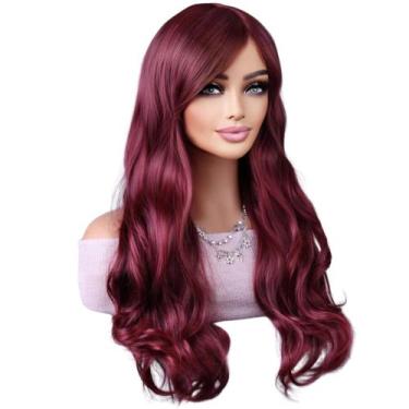 Imagem de Peruca Franja Lace Wig Ondulada 70cm Bio Fibra Varias Cores - D&D Cabe