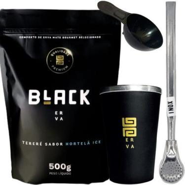 Imagem de Kit Tereré Black Erva Mate 500g + Copo de Alumínio Térmico + Bomba Ino