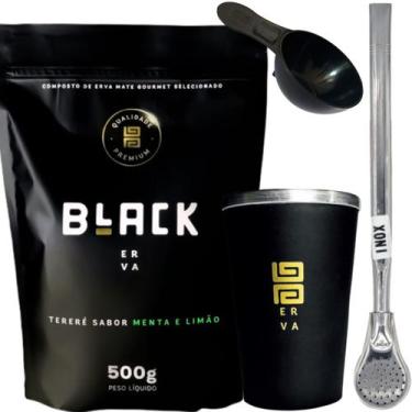 Imagem de Kit Tereré Black Erva Mate 500g + Copo de Alumínio Térmico + Bomba Ino