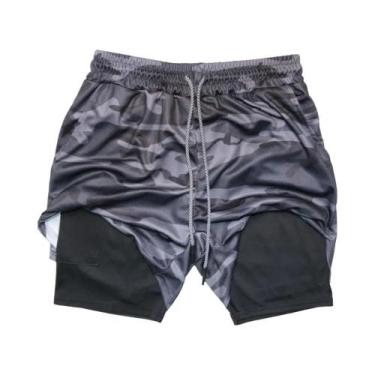 Imagem de Shorts De Treino Masculinos 2 Em 1 De Secagem Rápida, Cor Sólida, Para