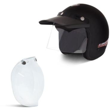 Imagem de Capacete Compact + Viseira Bubble - PRO TORK, PRETO FOSCO, 56