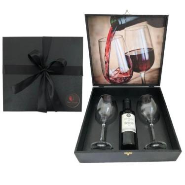 Imagem de Box Premium Vinho Tinto 375ml Presente Wine 02 Taças Vidro - The Drink