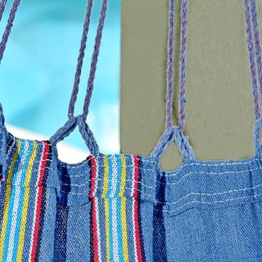 Imagem de Rede de Dormir Solteiro Cinza Listrado 100% Algodão