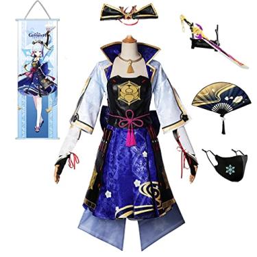 Imagem de Garca da Geada Kamisato Ayaka Traje Cosplay Traje de Halloween Natal Genshin Impacto Role Play Peruca Sapatos Conjunto de Roupas