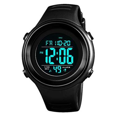 Imagem de Relógios esportivos militares masculinos à prova d'água LED digital relógio esportivo masculino moda masculina marca de luxo, Preto, Digital