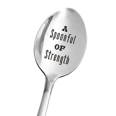 Imagem de Engraçado alimento/sobremesa/colher de chá de aço inoxidável gravado – Presente perfeito para sobreviventes ao câncer – Obtenha bons presentes para mulheres homens após a cirurgia – Presentes de incentivo para mulheres homens e meninas melhores amigos