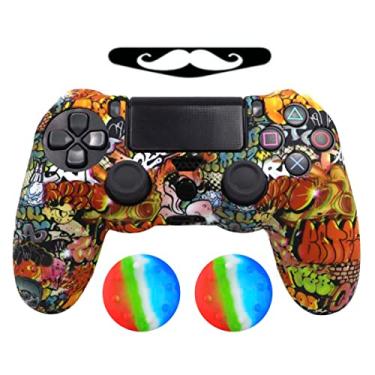 Imagem de Capa Capinha Case Skin Compatível com Controle Joystick do Playstation 4 PS4 Protetora Anti Impacto Queda Silicone Alta Proteção (Graffiti 10)