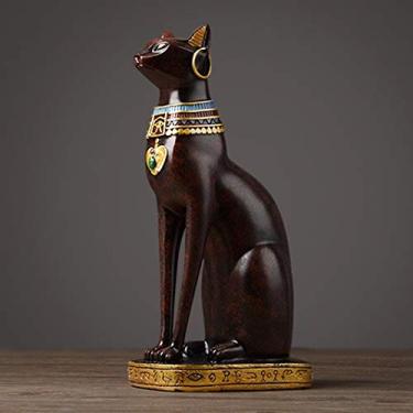 Imagem de Grande coleção de estátua de deusa de gato bastet egípcio antigo para decoração de casa, ornamento de feng shui, presente de inauguração de casa (14,5 polegadas)