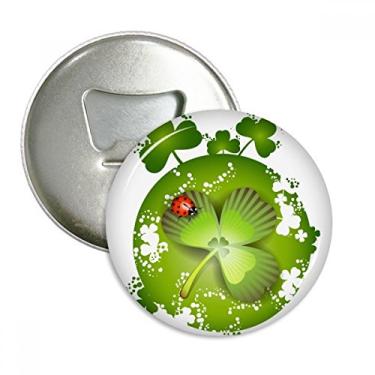 Imagem de Emblema multifuncional com ímã de geladeira de trevo de quatro folhas Ireland Dia de São Patrício
