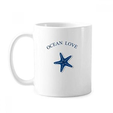Imagem de Caneca azul estrela do mar oceano amor mar vela cerâmica café porcelana xícara louça