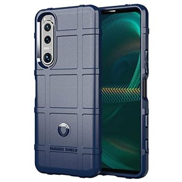 Imagem de Caso de capa de telefone de proteção Capa de silicone à prova de choque à prova de choque de silicone Sony Xperia 5. Iii, Tampa do protetor com forro fosco (Color : Dark Blue)