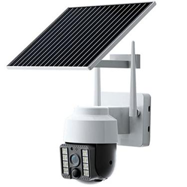 Imagem de Câmera de segurança externa celular 4G com detecção PIR e reconhecimento de forma de IA, alertas em tempo real, armazenamento em nuvem e energia solar para segurança doméstica e empresarial