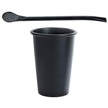 Imagem de COPO DE TERERÉ ALUMÍNIO PRETO 350ML+BOMBA DE TERERE PRETA