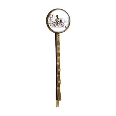 Imagem de Bicycle Lady France Ilustration Pattern Retro Metal Hair Bobby Pin Headwear