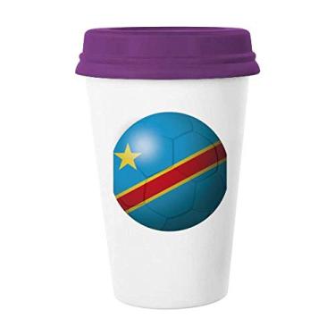 Imagem de Caneca de vidro cerâmica com a bandeira nacional do Congo de futebol americano, caneca de café para presente