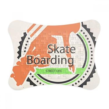 Imagem de Moldura de quebra-cabeça de ilustração para esportes de inverno skate skate Boarding Athletes Decoração de imagem Enfeite de jogo de quebra-cabeça