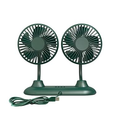 Imagem de Ventilador de carro de cabeça dupla que refrigera ventiladores de assento de carro portáteis que sopram ar frio 360° giratório ventilador automático silencioso 3 velocidades verão home office quarto radiador, verde, 23 * 8 cm