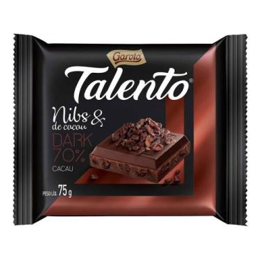 Imagem de Chocolate Garoto Talento Tablete Dark Nibs De Cacau 75G Embalagem Com