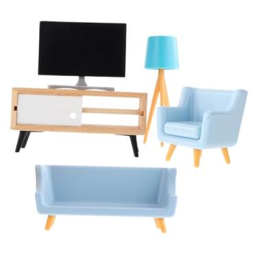 Imagem de HEMOTON 1 Conjunto mini conjunto de móveis mini candeeiros de mesa de madeira móveis de casa em miniatura modelos mobília mini estatueta de móveis mini suprimentos para casa televisão bebê