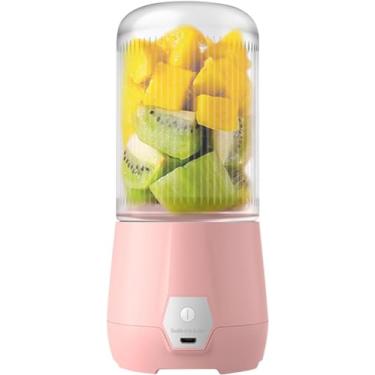 Imagem de Copo portátil do espremedor dos liquidificadores, garrafas dos liquidificadores do curso com usb recarregável, liquidificadores para shakes e uso portátil no ginásio de esportes ao ar livre (Rosa)