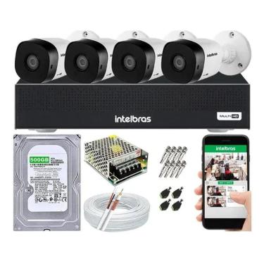 Imagem de Kit 4 Câmeras Intelbras Full Hd 1220 E Dvr 8 Canais Completo