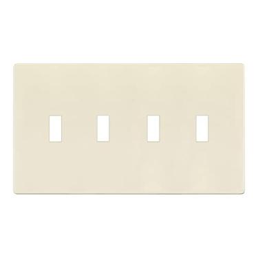 Imagem de ENERLITES Placa de parede de interruptor quádruplo sem parafusos, capa de interruptor de luz segura para crianças, padrão 4 gangs 12 x 21 cm, termoplástico de policarbonato inquebrável, listado na UL,