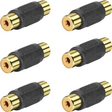 Imagem de SAISN Acoplador RCA fêmea para fêmea, pacote com 6 conectores adaptadores RCA de áudio e vídeo banhado a ouro, conversor RCA para amplificador, alto-falante, TV, cabo RCA, dourado