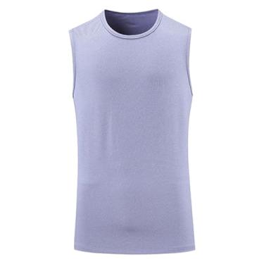 Imagem de Camiseta de compressão masculina Active Vest Body Shaper Slimming cor sólida Abs Muscle Fitness, Roxo, M