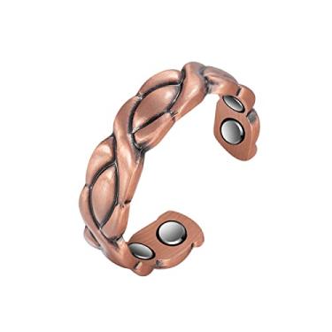 Imagem de EnerCoppeX Pulseira magnética de cobre para mulheres e homens, pulseira de cobre sólido com 8 ímãs, anéis magnéticos de drenagem linfática, tamanho ajustável, terno de cobre puro, magnético