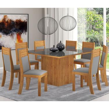 Imagem de Mesa de Jantar Quadrada Estela Com 8 Cadeiras Roma Cobre/Cinza/Vd Grafite - Casa Giulia