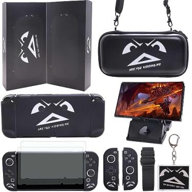 Imagem de GUTIAL Accessories Bundle for Nintendo Switch OLED - Cute Kawaii NS OLED Accessories kit for Grils Boys Kids with Carrying Case, Cartoon Dockable Cover Case, Screen Protector, Stand - Black