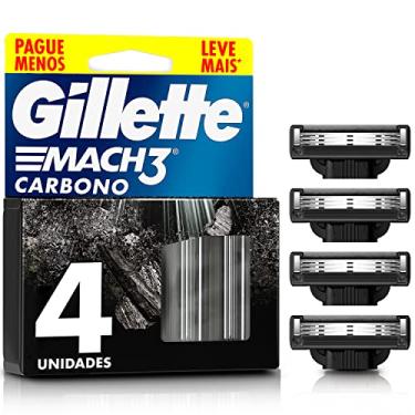 Imagem de Gillette Mach3 Carbono Refil para Aparelho de Barbear reutilizável, com Carvão Ativado e Fita Lubrificante Melhorada 4 Uds