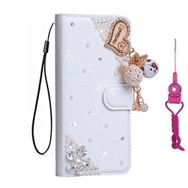 Imagem de Xperia XA1 Ultra Case, Bling Crystal Diamonds PU Couro Flip Slots Carteira Bolsa Capa Capa Capa para Sony Xperia XA1 Ultra