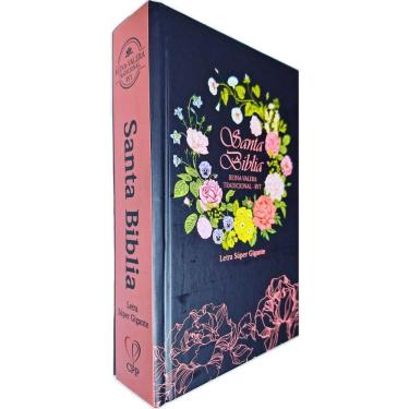 Imagem de Santa Biblia Reina-Valera Tradicional RVT Letra Súper Gigante Antiguo y Nuevo Testamento Capa Dura Flores Negro