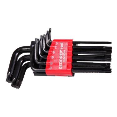 Imagem de Jogo de Chaves Allen Tipo L Perfil Tork com 9 Peças T10 a T50 - Gedore Red 3369856