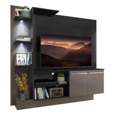 Imagem de Estante TV 55" c/ 2 Leds e 2 portas Dallas Multimóveis V3398, Preto/La