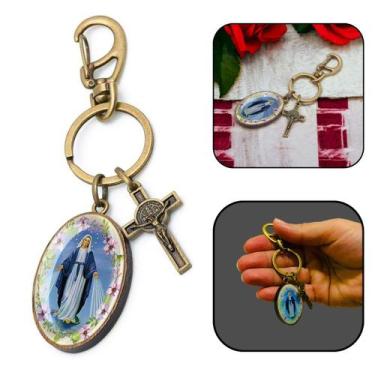 Imagem de Chaveiro Medalha Nossa Senhora das Graças com Mosquetão - FORNECEDOR 1