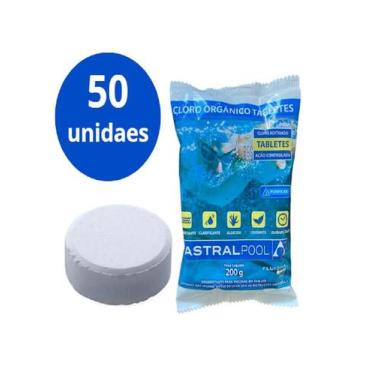 Imagem de Kit 50 Pastilhas Cloro Orgânico 200g Astralpool Piscina