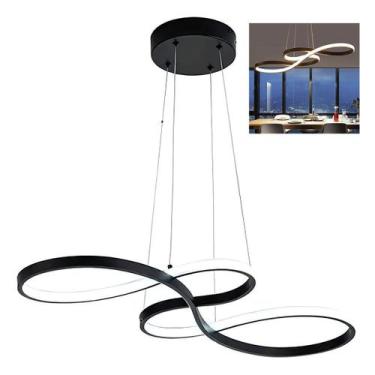 Imagem de Lustre Arco Infinito 3 em 1 LED Pendente Iluminaçao Luxo Sala Recepçao