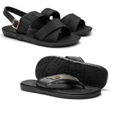 Imagem de Kit de Sandália + Chinelo Masculino Confortável e Ortopédico - APUANA,