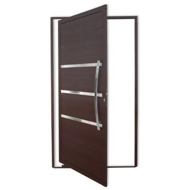 Imagem de Porta de Alumínio Pivotante Lambril 210x120cm com Puxador Corten Super