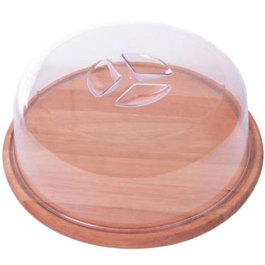 Imagem de Boleira de Madeira com Tampa Acrílica 31cm Essence Suporte para Bolos 