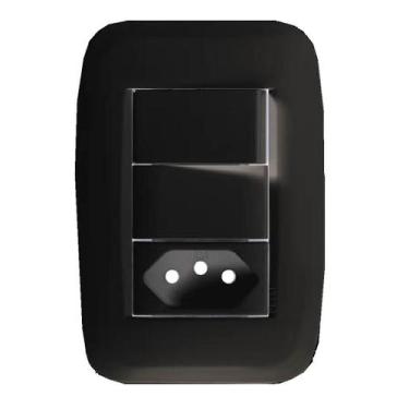 Imagem de Kit 10 conjunto 1 interruptor simples + 1 tomada 2p+t 20a pezzi preto 