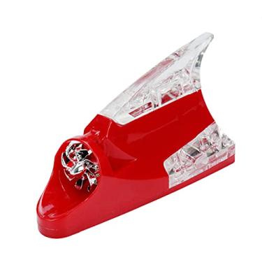 Imagem de Modengzhe Decoração de antena de barbatana de tubarão com luz LED de teto de carro movida a vento vermelha (base de 11 cm x 6 cm)