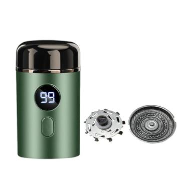 Imagem de menolana Barbeador elétrico Mini barbeador removível de bolso sem fio aparador de barba facial barbeador portátil para viagens barbear acampamento carro, Verde