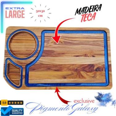 Imagem de Tábua de Churrasco Retangular 50x30 cm PREMIUM - azul - - CORTE E ARTE